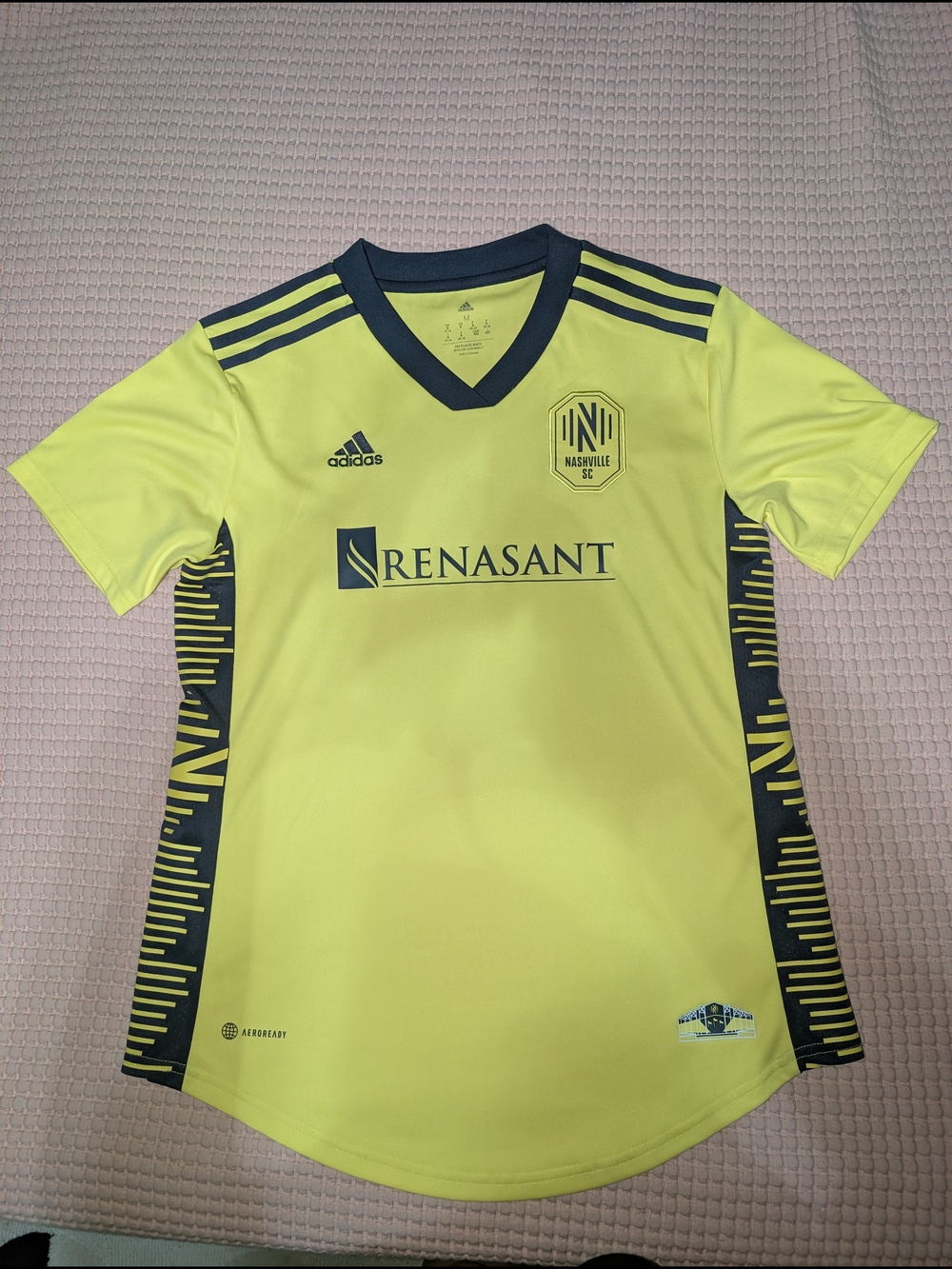 adidas Kids Neon Yellow Nashville SC Soccer Jersey with Navy Accents